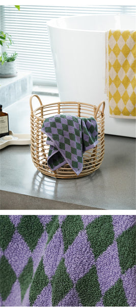 diamond checkered cotton plaid hand face tea bath beach towel bathroom accessories homewares