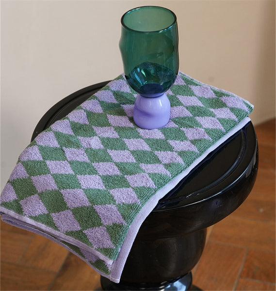 diamond checkered cotton plaid hand face tea bath beach towel bathroom accessories homewares