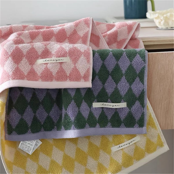 diamond checkered cotton plaid hand face tea bath beach towel bathroom accessories homewares