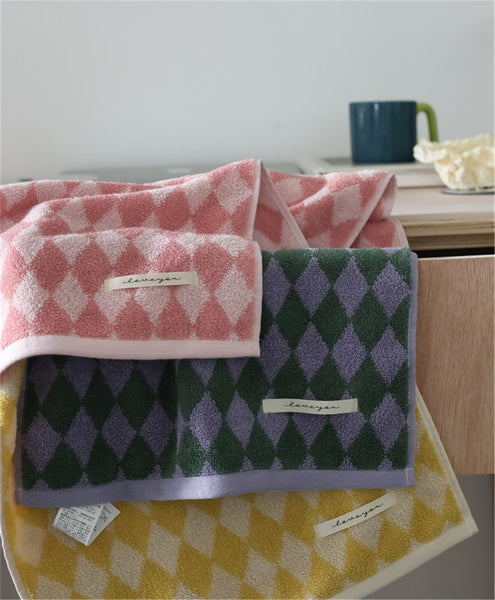 diamond checkered cotton plaid hand face tea bath beach towel bathroom accessories homewares