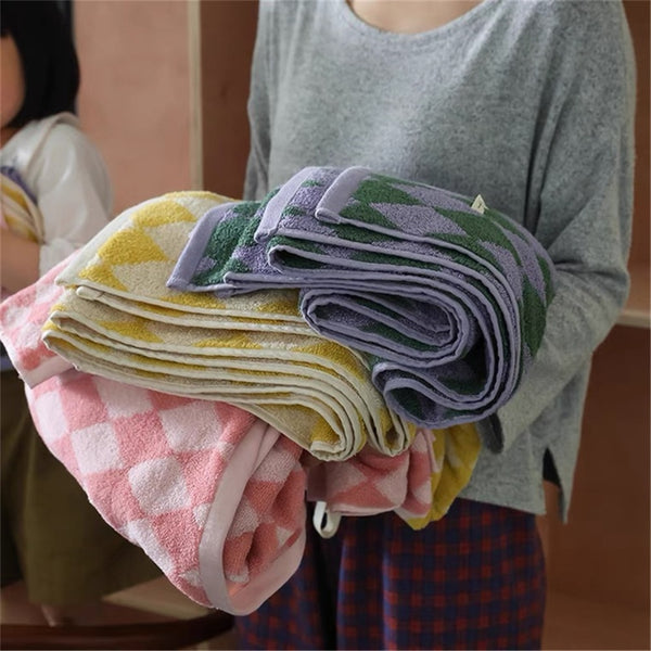 diamond checkered cotton plaid hand face tea bath beach towel bathroom accessories homewares