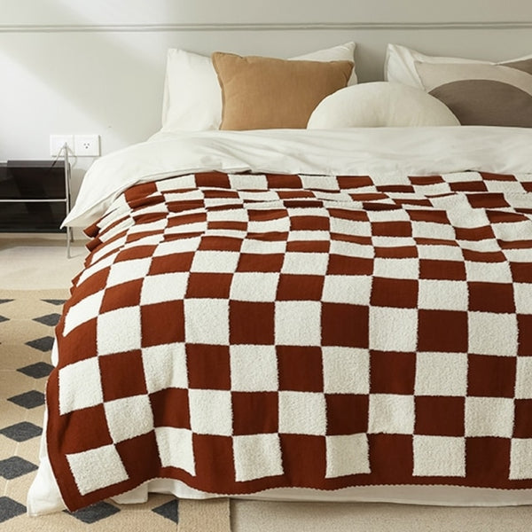 checkerboard print pattern throw plush blanket sofa throw colorful colourful punk