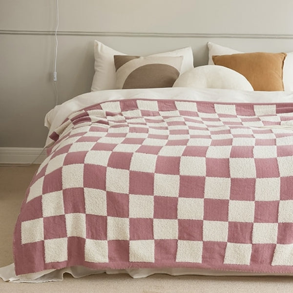 checkerboard print pattern throw plush blanket sofa throw colorful colourful punk