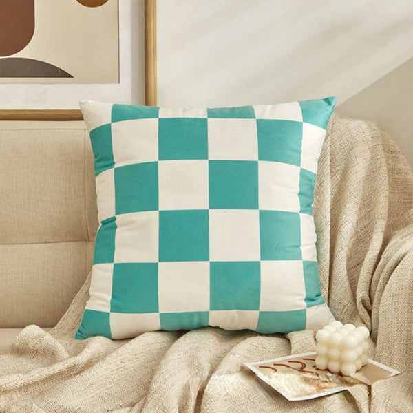 checkerboard throw pillow sofa decorative cushions bedroom living room decor couch styling pastel colors colours