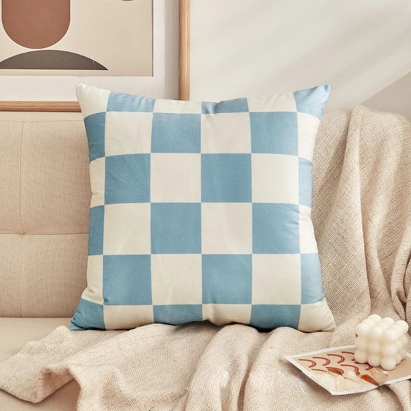 checkerboard throw pillow sofa decorative cushions bedroom living room decor couch styling pastel colors colours