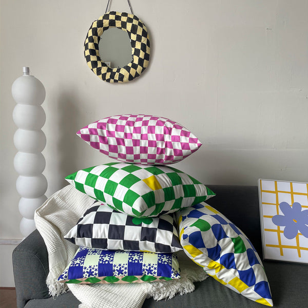 checkerboard color colourful throw pillows decorative cushion sofa bedroom decor kawaii colorful bedroom living room