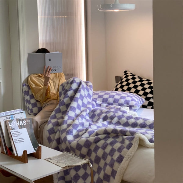 Checker Print Fleece Blanket