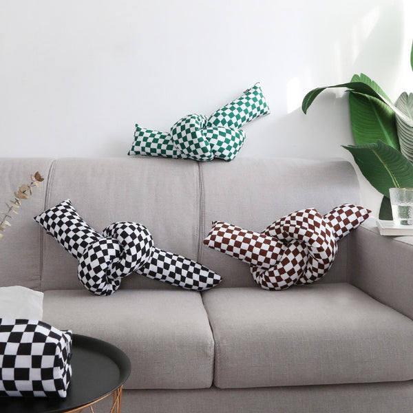 checkerboard knot throw pillow decorative cushion checker living room decoration