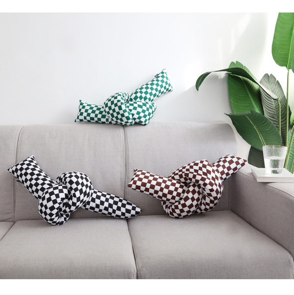 checkerboard knot throw pillow decorative cushion checker living room decoration