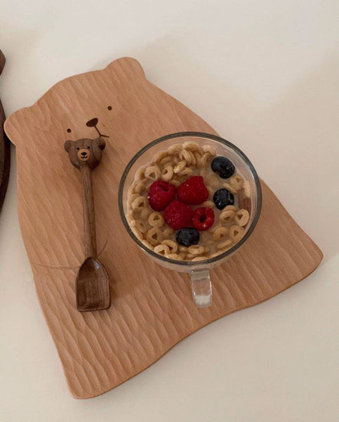cute bear shaped cutting chopping board cheese plate serving tray natural wood