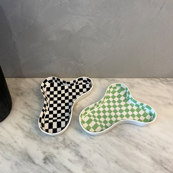 ceramic tray trinket dish cloud cosmetic organizer tray ashtray checkerboard pastel colours vanity table soap dish