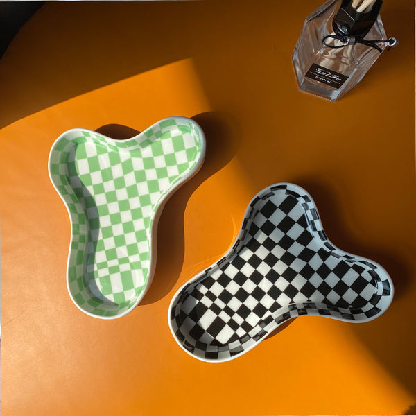 ceramic tray trinket dish cloud cosmetic organizer tray ashtray checkerboard pastel colours vanity table soap dish