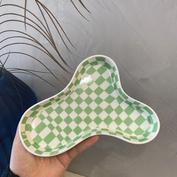 ceramic tray trinket dish cloud cosmetic organizer tray ashtray checkerboard pastel colours vanity table soap dish