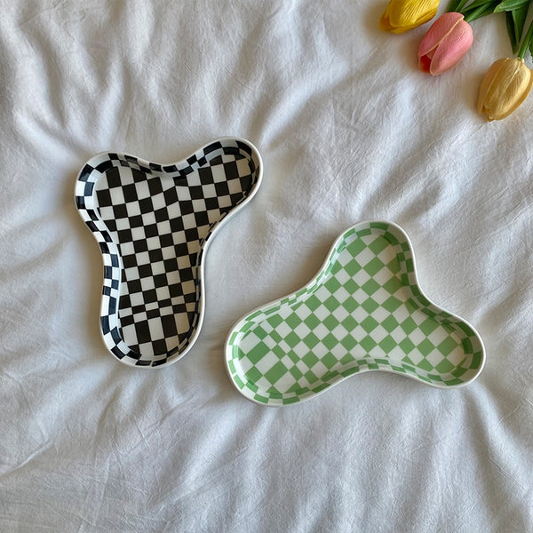 ceramic tray trinket dish cloud cosmetic organizer tray ashtray checkerboard pastel colours vanity table soap dish
