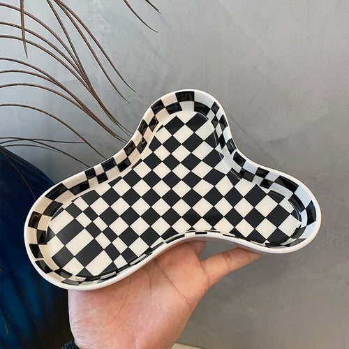ceramic tray trinket dish cloud cosmetic organizer tray ashtray checkerboard pastel colours vanity table soap dish