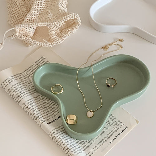 ceramic tray trinket dish cloud cosmetic organizer tray ashtray checkerboard pastel colours vanity table soap dish