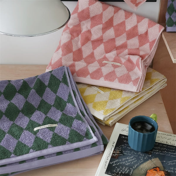 diamond checkered cotton plaid hand face tea bath beach towel bathroom accessories homewares