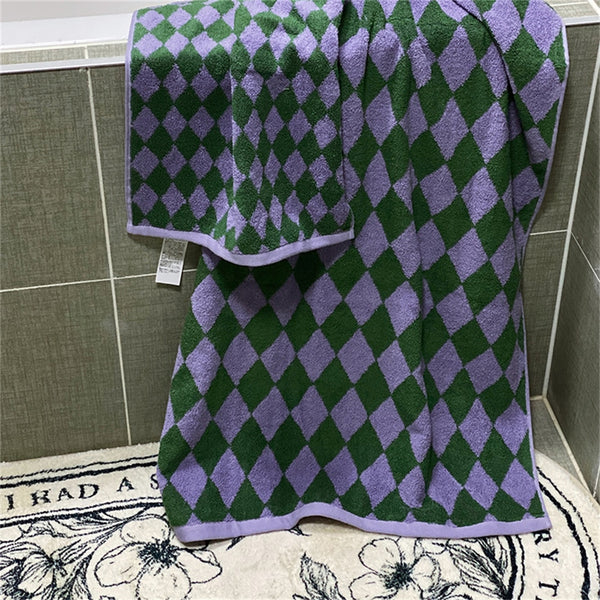 diamond checkered cotton plaid hand face tea bath beach towel bathroom accessories homewares