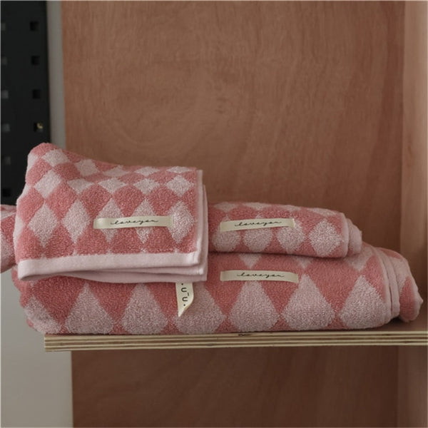 diamond checkered cotton plaid hand face tea bath beach towel bathroom accessories homewares