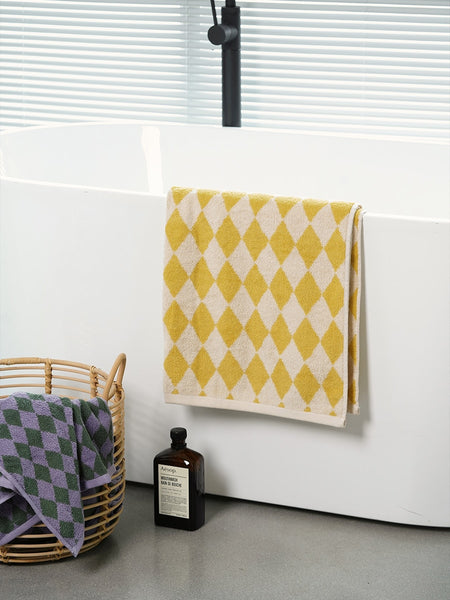 diamond checkered cotton plaid hand face tea bath beach towel bathroom accessories homewares