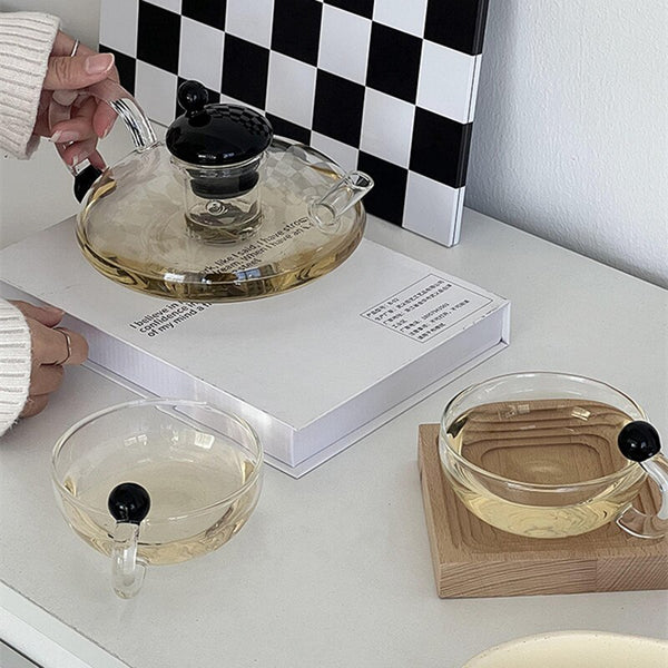 glass teapot and cup set modern kitchen and dining tea and coffee drinkware sets
