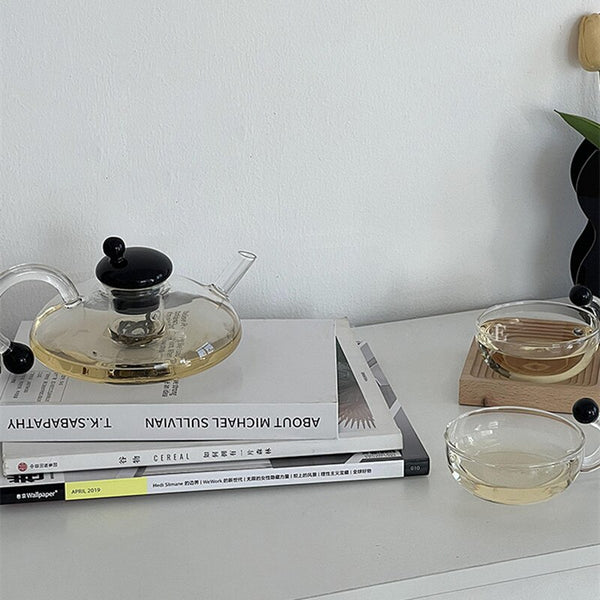 glass teapot and cup set modern kitchen and dining tea and coffee drinkware sets