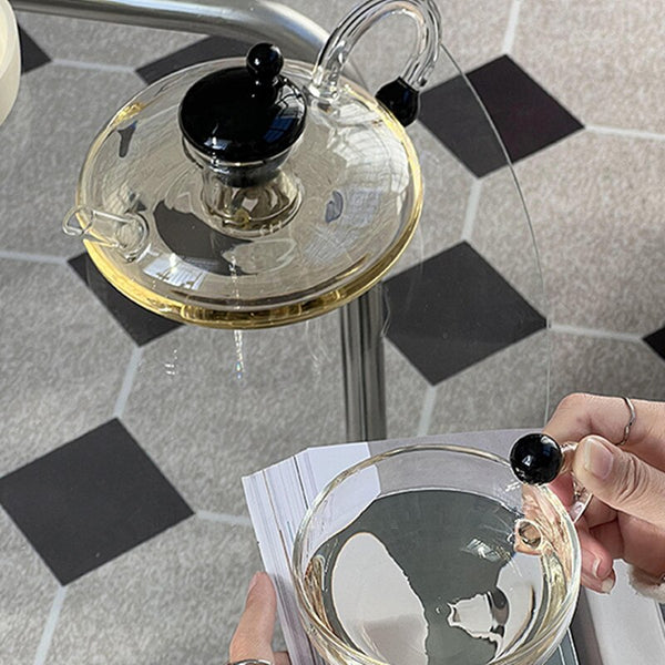 glass teapot and cup set modern kitchen and dining tea and coffee drinkware sets