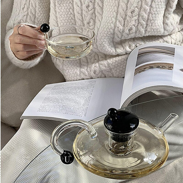 glass teapot and cup set modern kitchen and dining tea and coffee drinkware sets