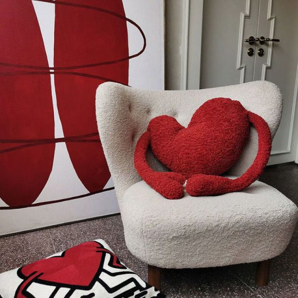 3d hugging heart red throw pillow decorative cushion sofa bed living room decor