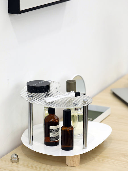 acrylic vanity cosmetics makeup make up organizer organiser storage shelf shelves display unit home decor