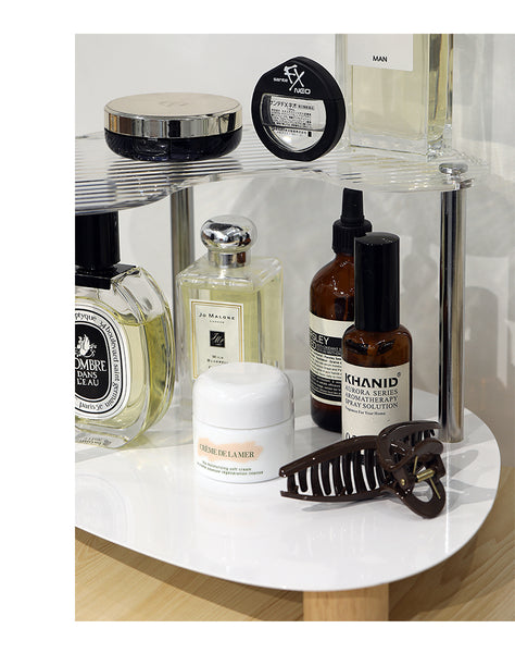 acrylic vanity cosmetics makeup make up organizer organiser storage shelf shelves display unit home decor