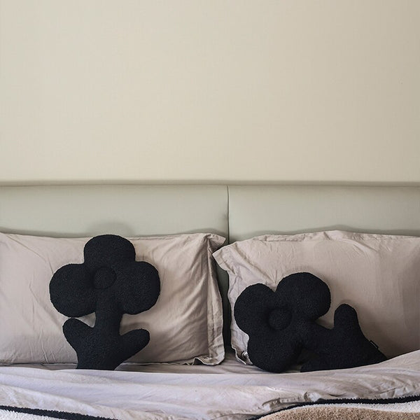 black flower 3d cushion throw pillow sofa styling decor soft homewares