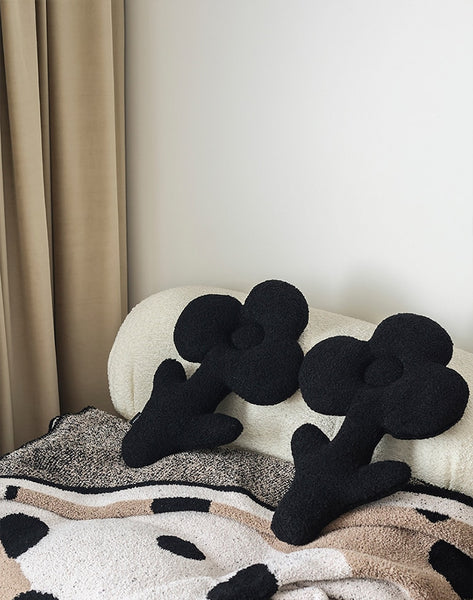 black flower 3d cushion throw pillow sofa styling decor soft homewares