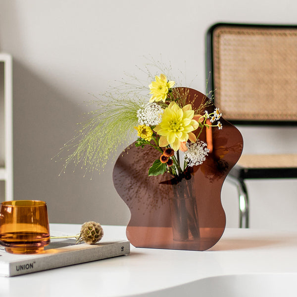 acrylic mirror iridescent decorative vase object home decor minimal cute