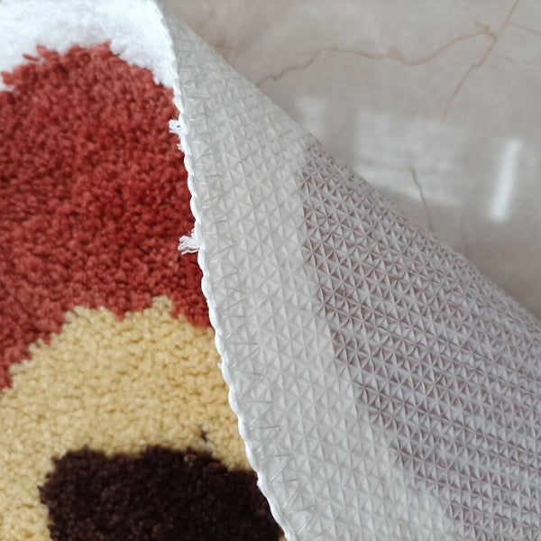 colourful retro orange red yellow floral bathroom rug bath mat area rug decor fun