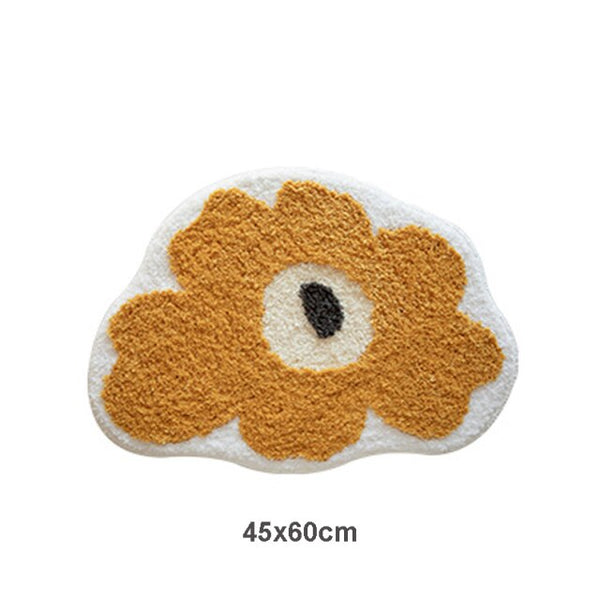 colourful retro orange red yellow floral bathroom rug bath mat area rug decor fun