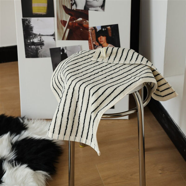 black and white striped stripes hand face beach bath towel set cotton bathroom accessories homewares