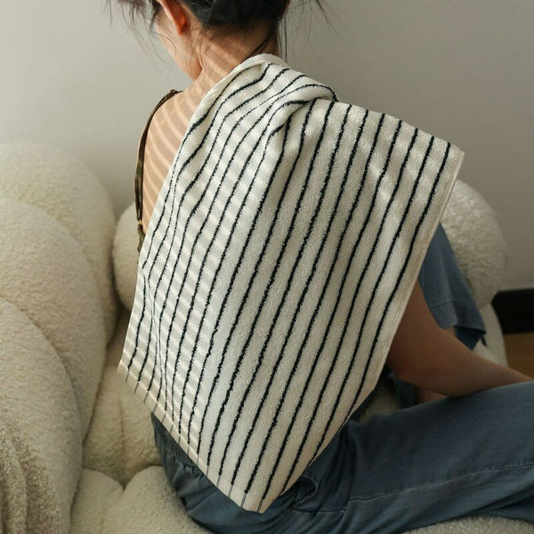 black and white striped stripes hand face beach bath towel set cotton bathroom accessories homewares
