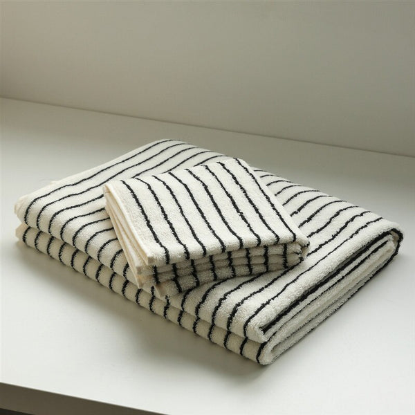 black and white striped stripes hand face beach bath towel set cotton bathroom accessories homewares