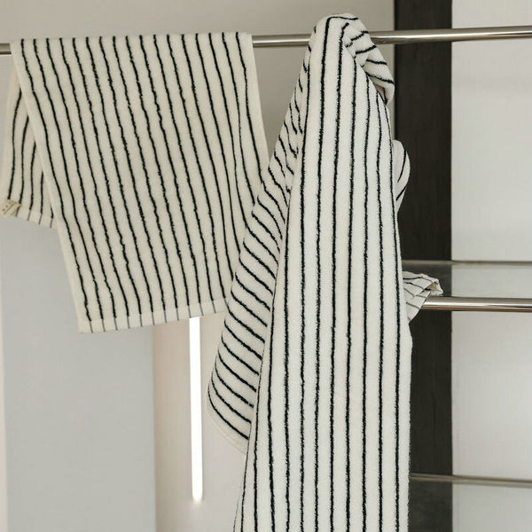 black and white striped stripes hand face beach bath towel set cotton bathroom accessories homewares