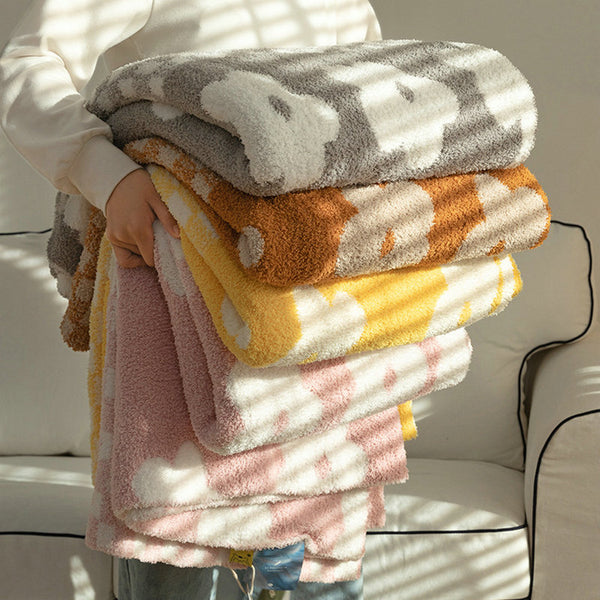 checkerboard checkers flower fleece soft cozy throw blanket cotton fluffy home decor bedroom sofa