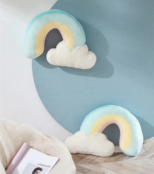 sun cloud rainbow plush cushion for nursery decor
