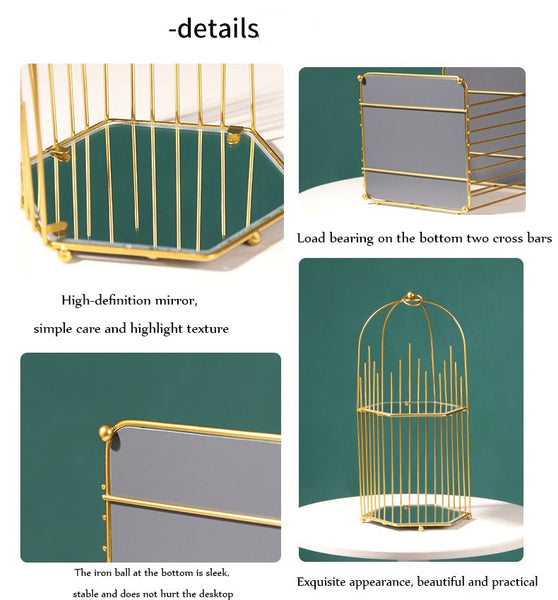 GOLD METAL MAKE UP ORGANIZER TRAY SHELF