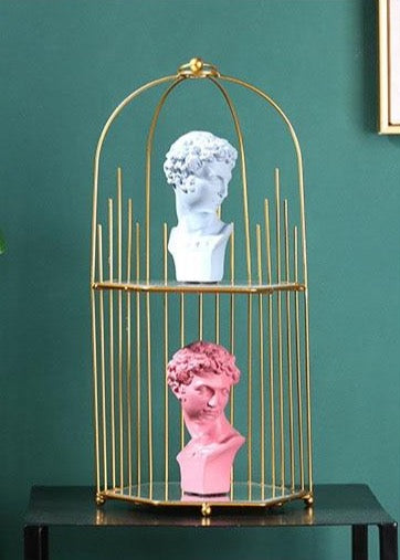 GOLD METAL MAKE UP ORGANIZER TRAY SHELF