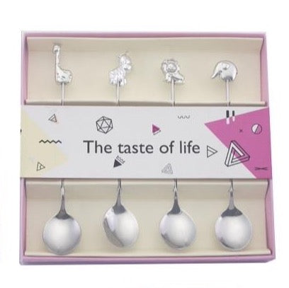silver gold cutlery set animal decorated tea spoon