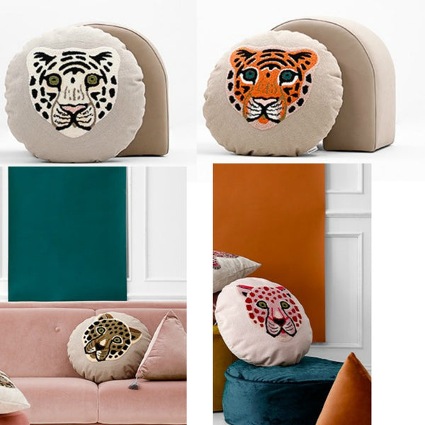 tiger cheetah print round cushion cover pillow case decorative