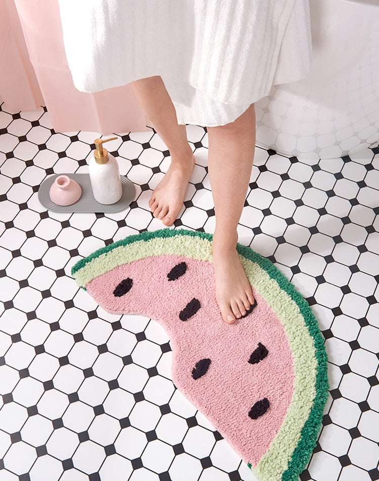 Peppery Home Watermelon Shaped Bath Mat - Bathroom Rug Fruit