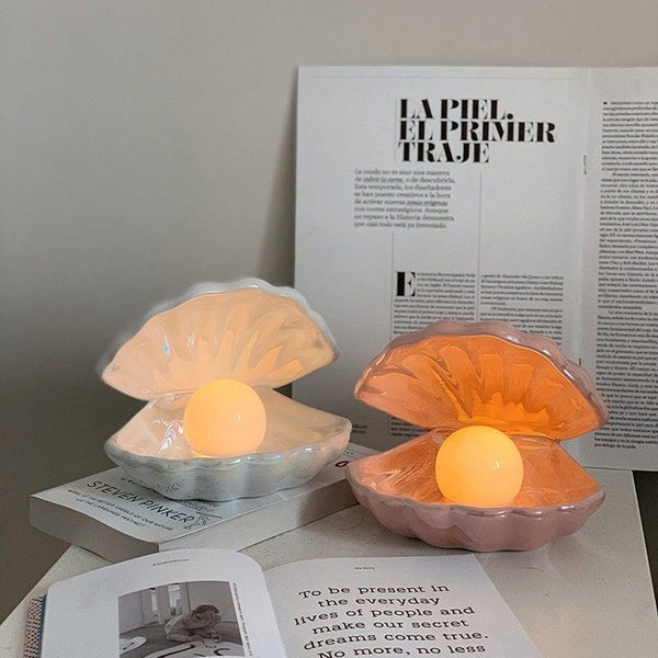Ceramic Pearl Shell Night Lamp