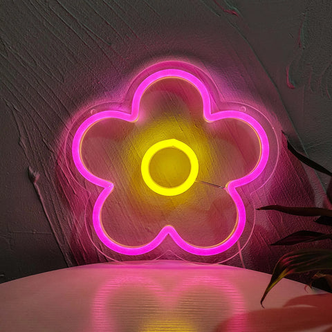 FLOWER LED NEON SIGN WALL LIGHT cute pink wall decor lighting home decor interior accessories y2k cute homewares lamps night lights 