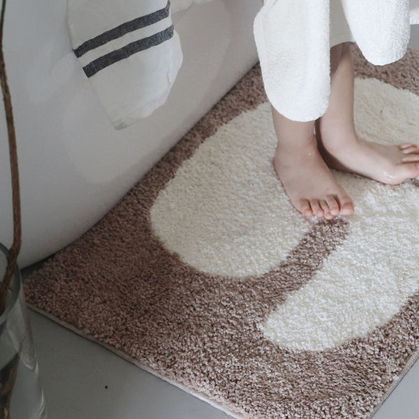 minimalist minimal neutral wabi sabi nordic style tufted bathroom rug bath mat home decor soft abstract pattern